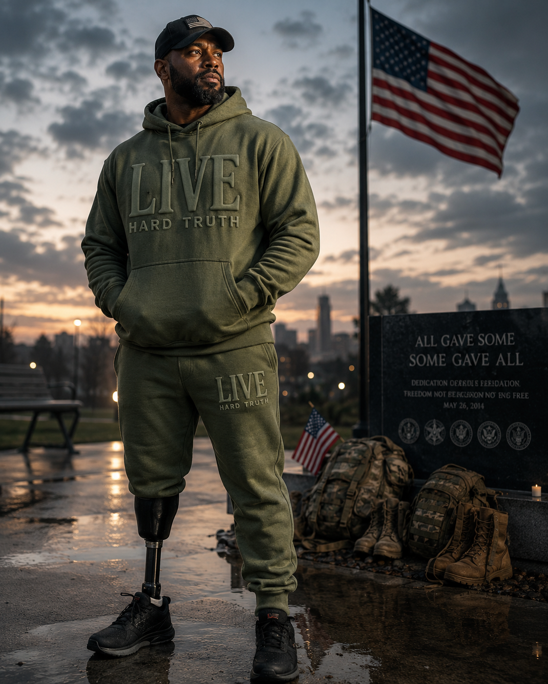 LIVE HARD TRUTH Tee — olive